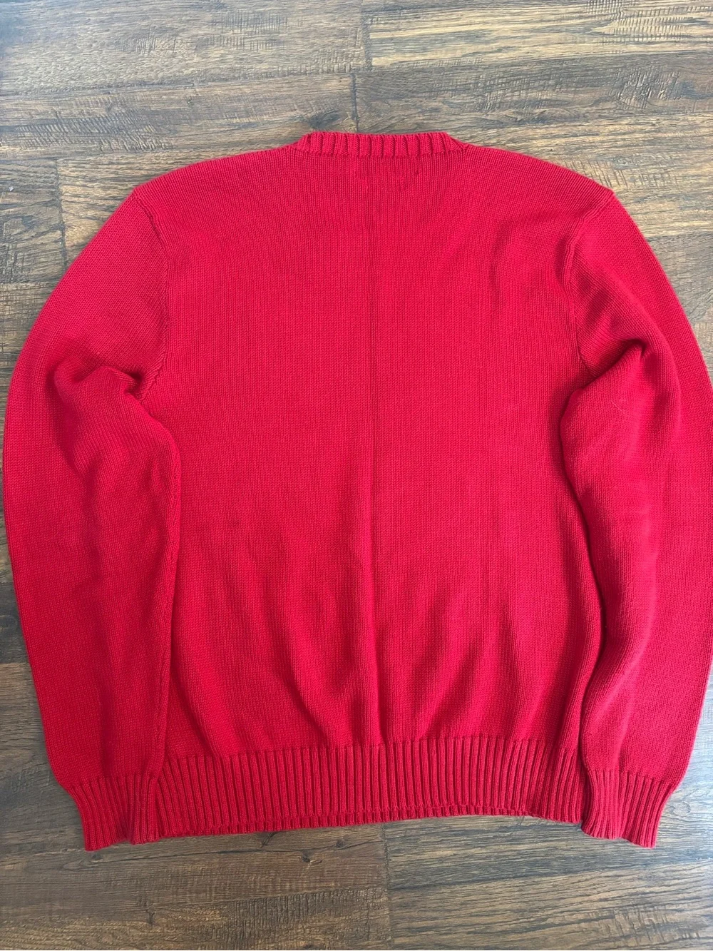 VTG Polo Ralph Lauren PRL Mens XL Red 100% Cotton Knit Pullover Crewneck Sweater